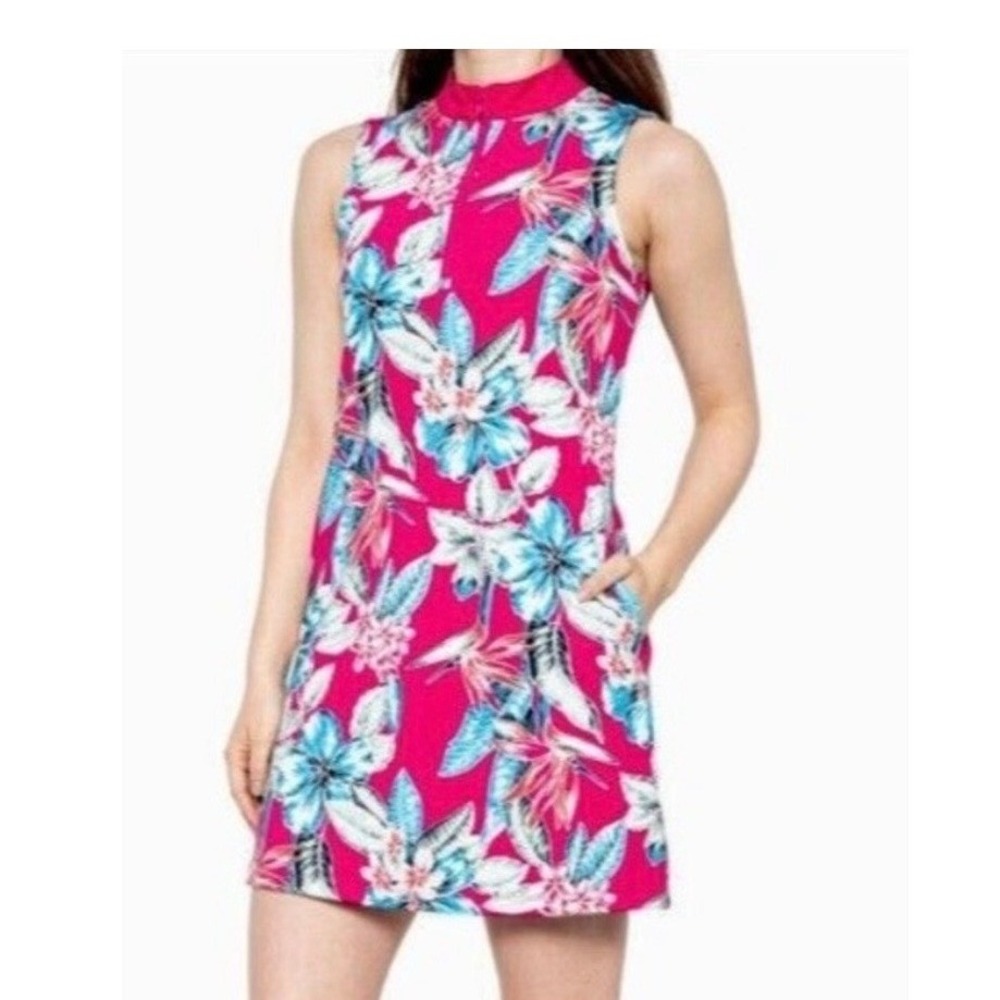 Tommy Bahama Golf Sleeveless Floral Shift Dress Size XL Tropical Pink Bloom